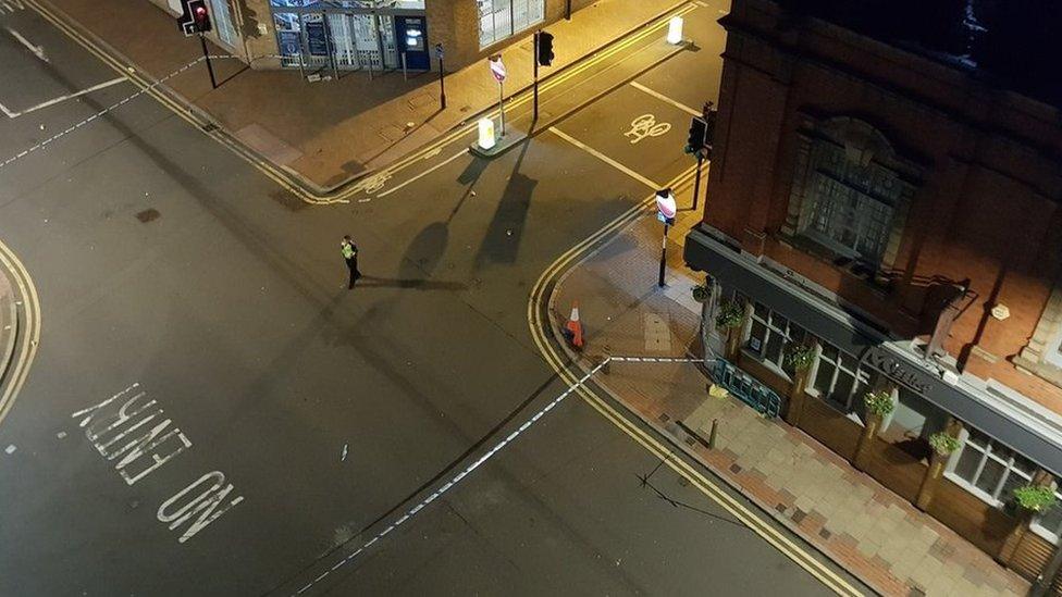 A police cordon in Hurst Street, Birmingham