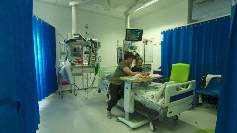 Aimee and mum Valerie in hospital