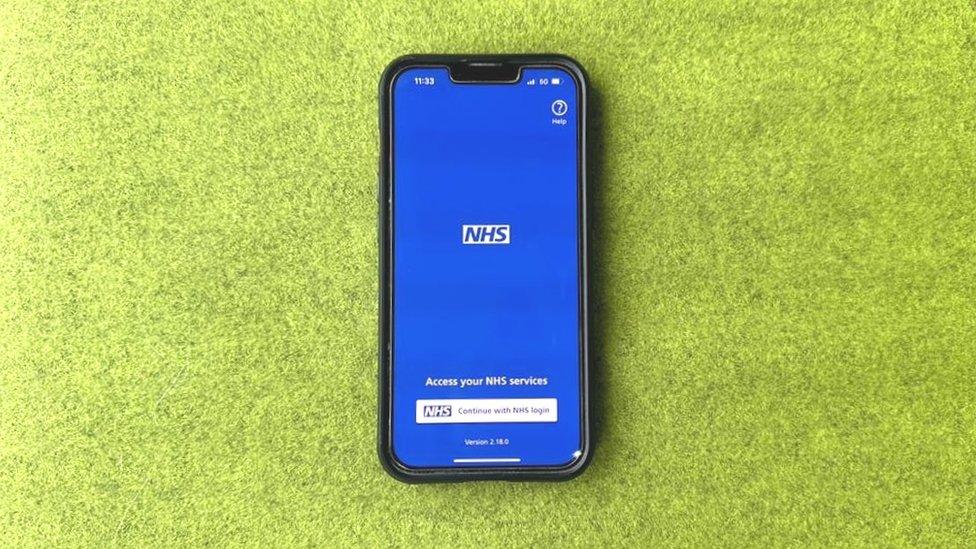 NHS App on a mobile phone