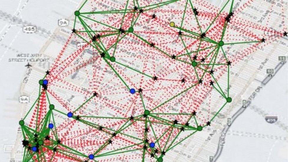 A map of taxi routes