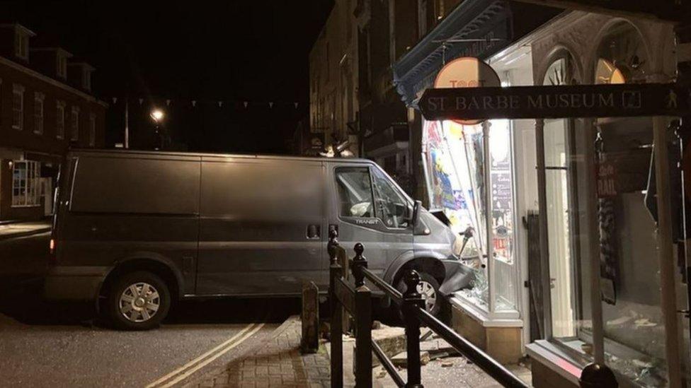 Van crash into Toot Sweets