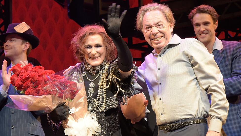 Glenn Close with Andrew Lloyd Webber takes her final bow in "Sunset Boulevard" at Palace Theatre on June 25, 2017 in New York City