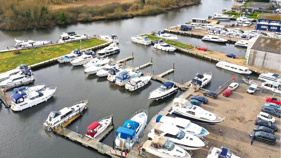 An aerial picture of Broom Boats