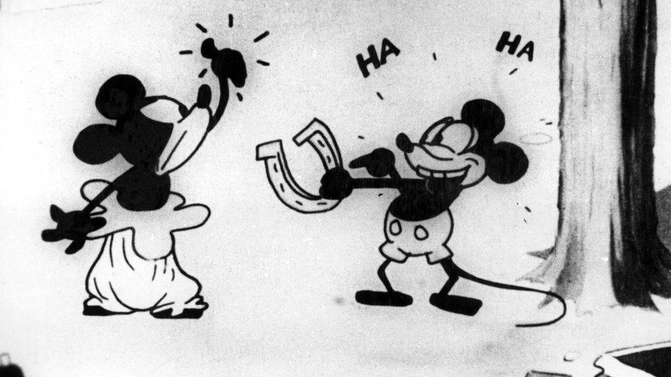 Mickey in first cartoon made.