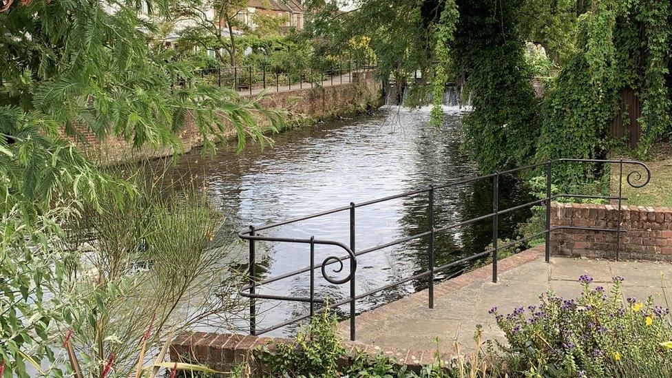 A park by the river in Canterbury.