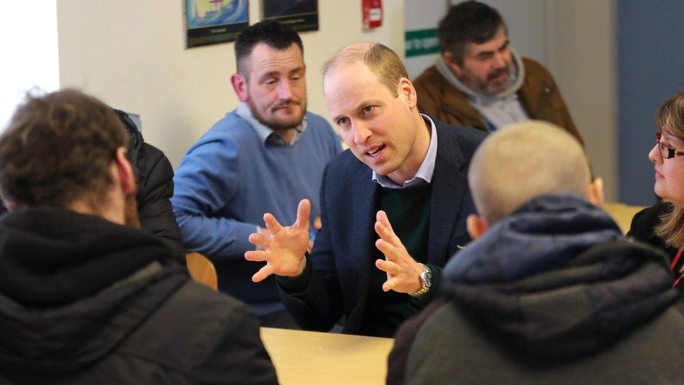 Duke of Cambridge speaks with service users