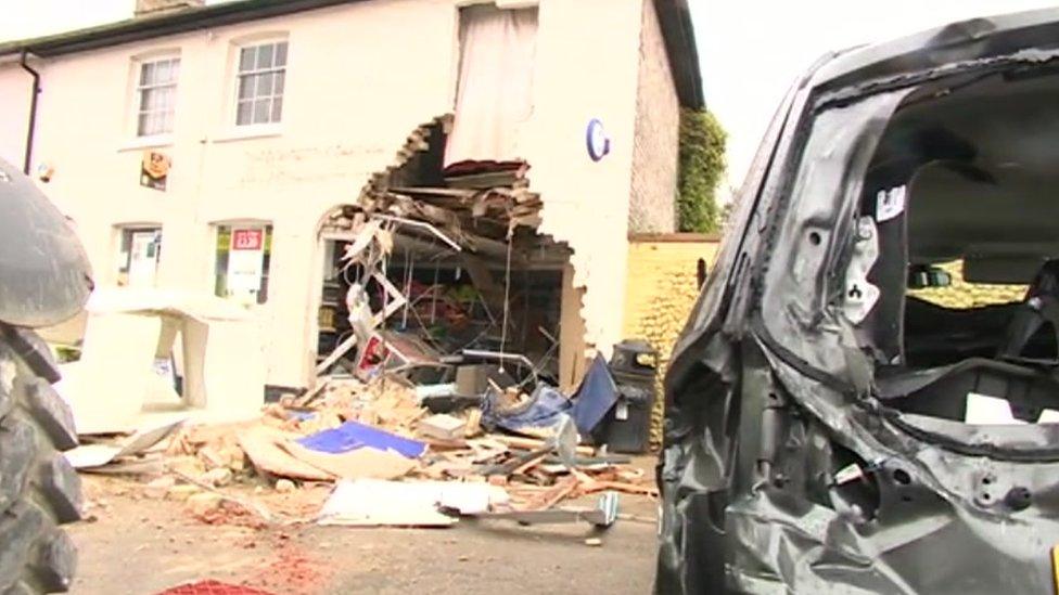 McColl's Newsagents in Long Melford after ram-raid