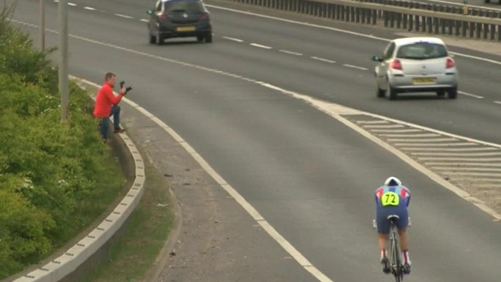 Cyclist on A63