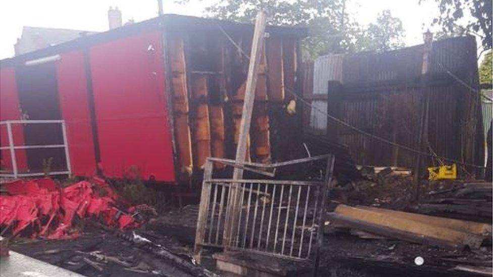 Fire damage at the club