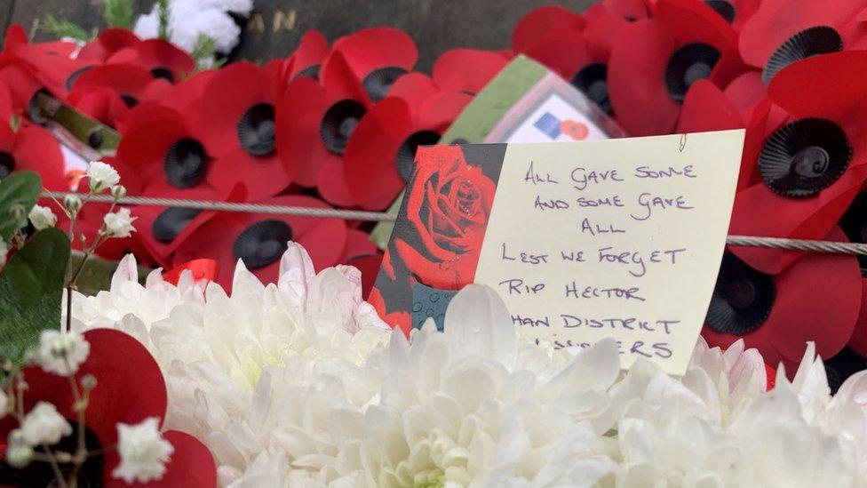 Tribute at Onchan war memorial