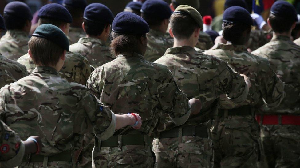 UK soldiers marching