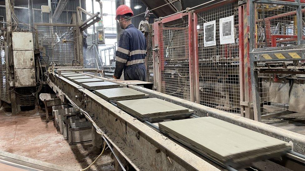 Tiles being produced