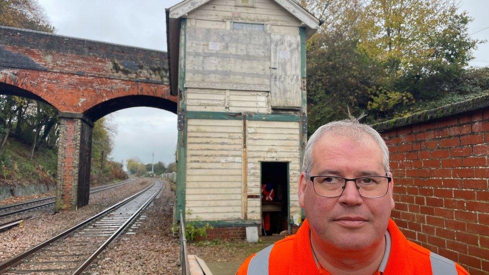 Steve Ashling outside Reedham signal box