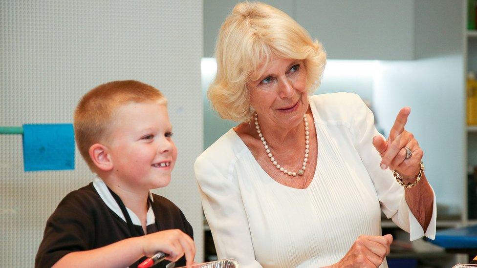 Duchess of Cornwall meets children in the Learning Centre during a visit to the Len Lye Centre in New Plymouth