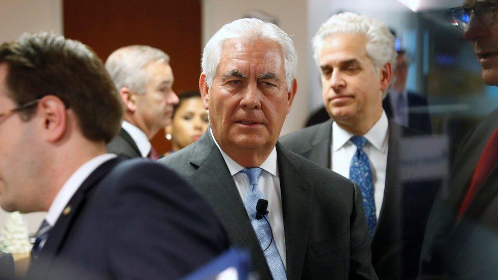 U.S. Secretary of State Rex Tillerson arrives to deliver remarks on the U.S.-Korea relationship during a forum at the Atlantic Council in Washington, U.S. December 12, 2017.