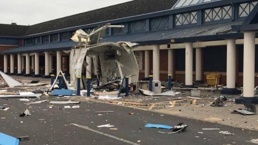 A damaged kiosk in Darlington