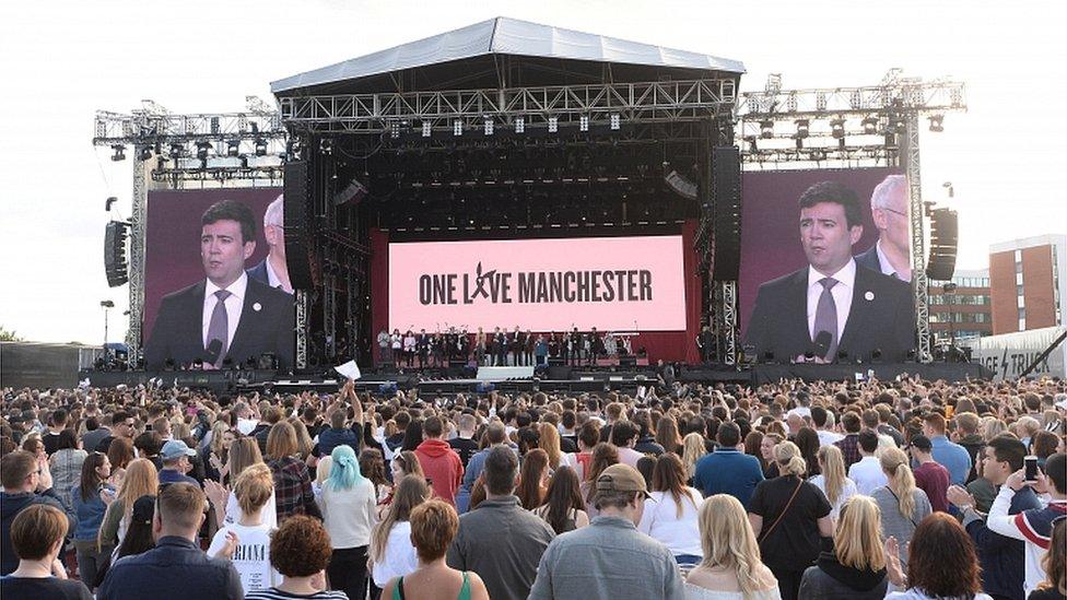 Andy Burnham at One Love Manchester concert