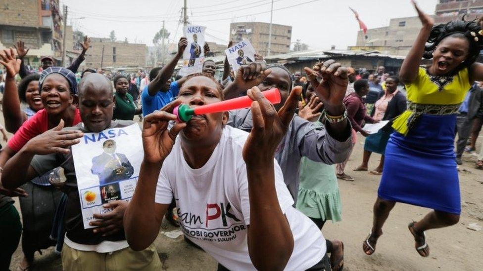 Opposition supporters celebrate in Nairobi