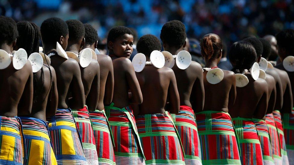 Traditional dancers lining up to perform at the ceremony