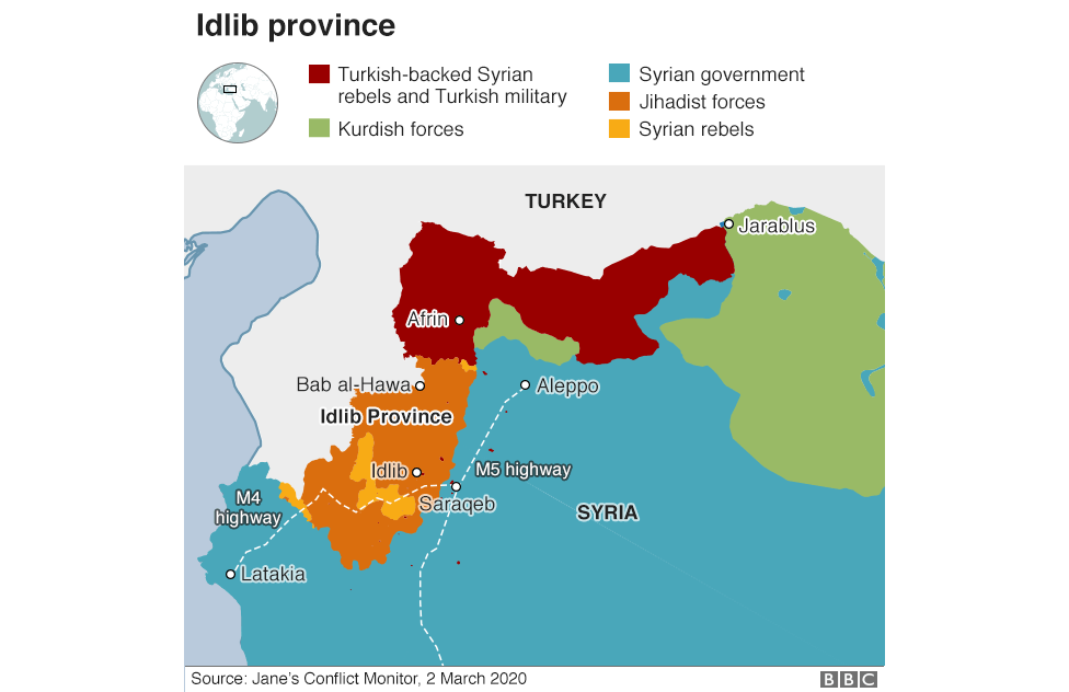 Map showing control of north-western Syria (2 March 2020)