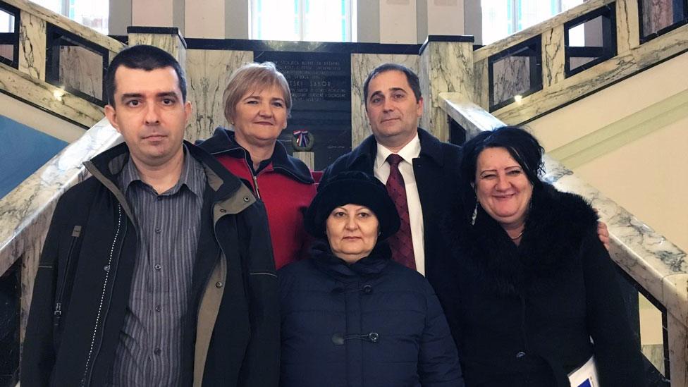 Ivica (left), Tatijana (centre), Ladislav Lamza (back right) and the two other speakers at the Croatian parliament