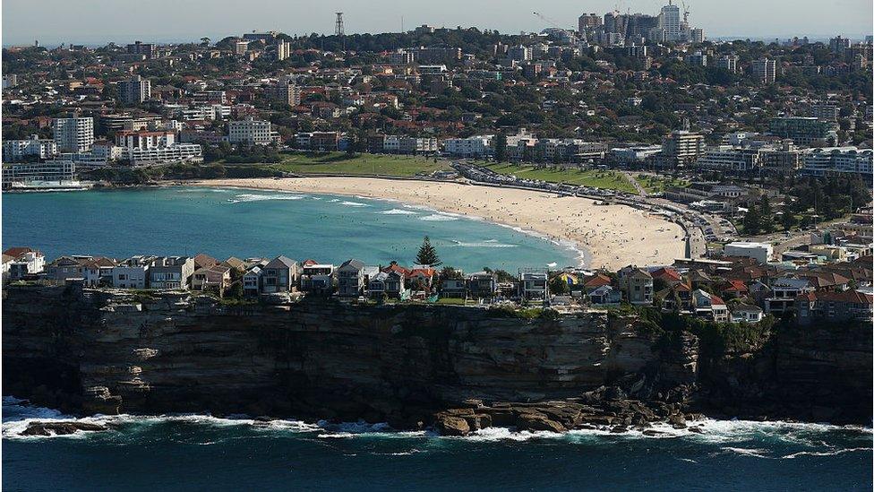 Aerial photo of Bondi Beach