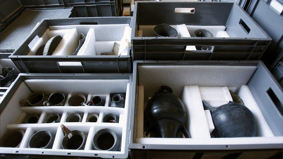 Crates of exhibits in the Louvre