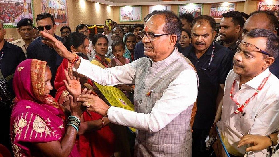 Madhya Pradesh Chief Minister Shivraj Singh Chouhan during the amount distribution of Ladli Bahna Yojana, in Jabalpur.