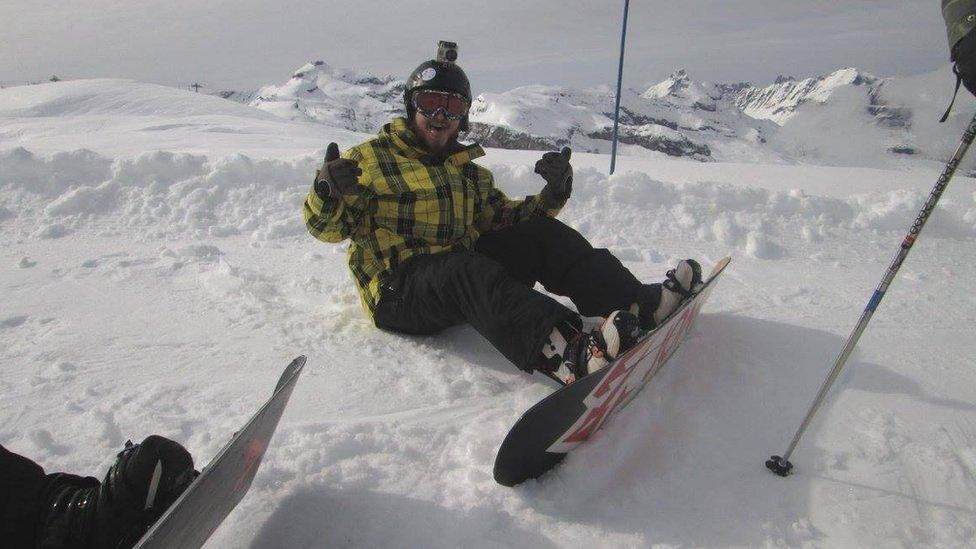 Andy Macleod snowboarding