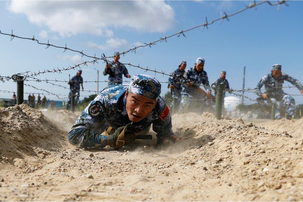 Marines from China take part in the International Army Games 2019 at the Khmelevka firing ground on the Baltic Sea coast in Kaliningrad Region, Russia August 8, 2019.