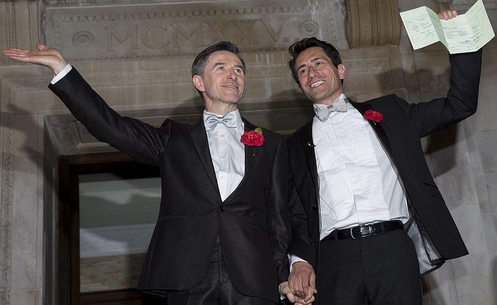 Peter McGraith and David Cabreza married in London moments after the law changed on 29 March 2014