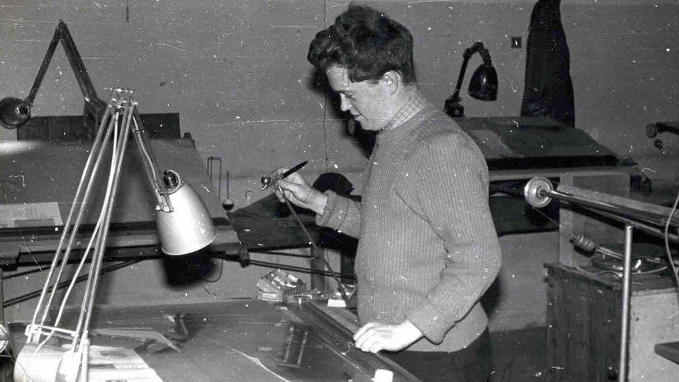 A young Dugald Cameron at work in his studio