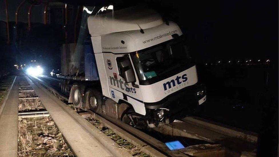 Lorry on busway