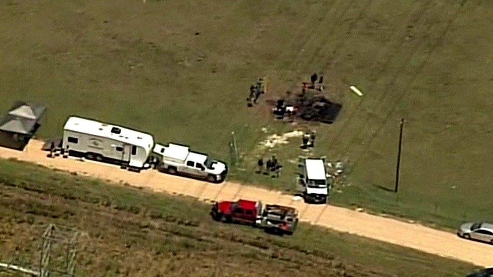 Burned remains in a field from the balloon crash near Lockhart. 30 July 2016