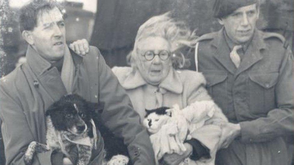 Lady and her pets being resuced in Sutton-on-Sea