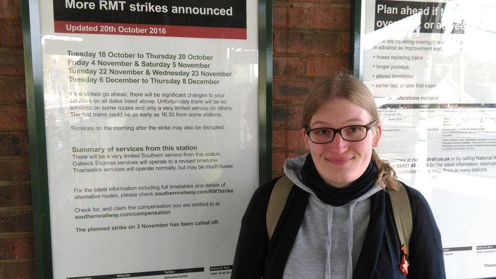 Amy Bullivant at the train station