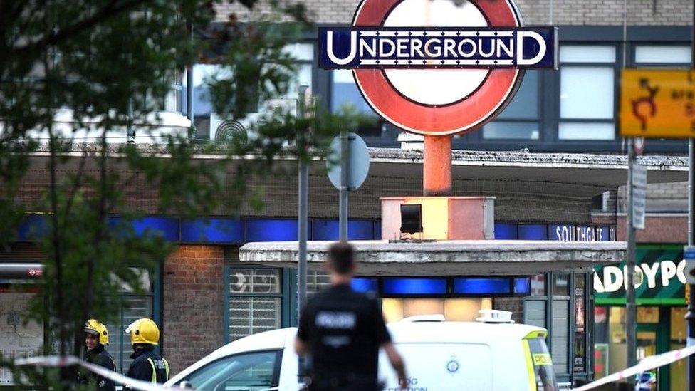 Emergency services outside Tube station