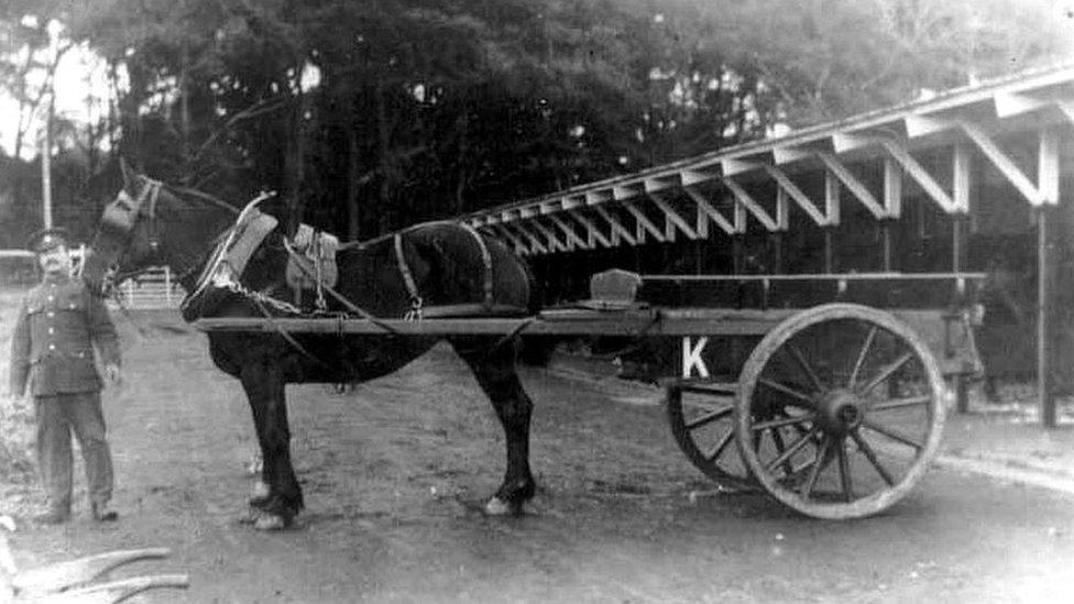 Horse and cart at Lathom Park depot