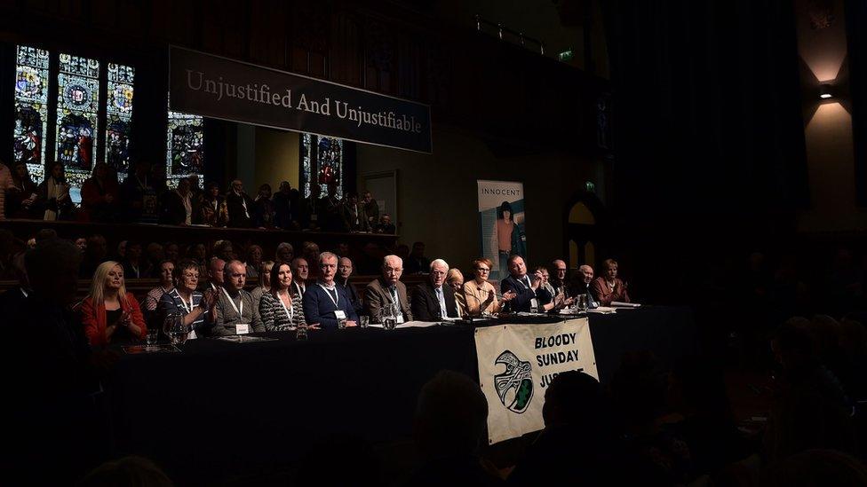 Families of those who were killed held a press conference inside the Guildhall in Derry after the announcement that Soldier F was to be charged with murder.