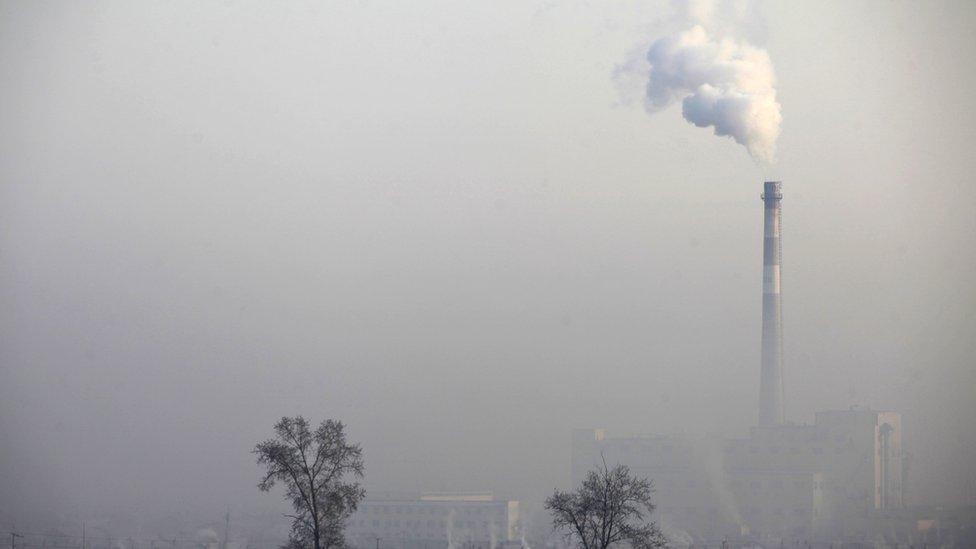 Smoke belched out from a heating factory in Heihe, in north-eastern China's Heilongjiang province, 22 November 2015