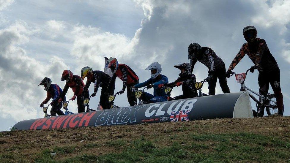 Riders at the opening of the Ipswich BMX Club's new track