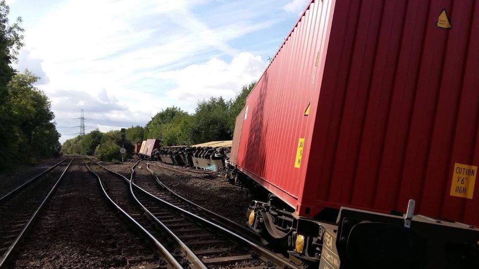 Derailed train