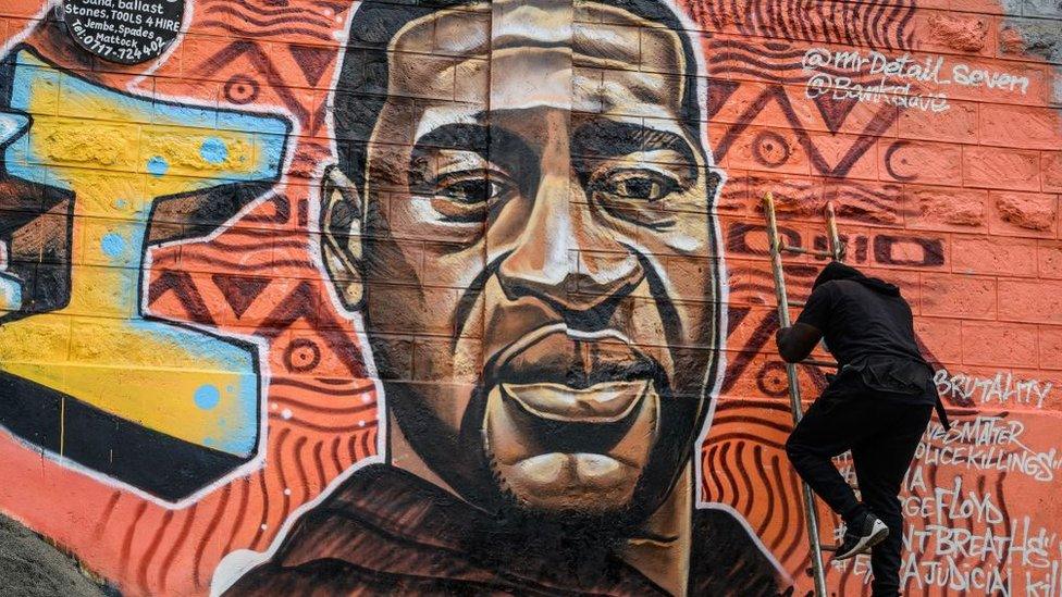 A mural of George Floyd