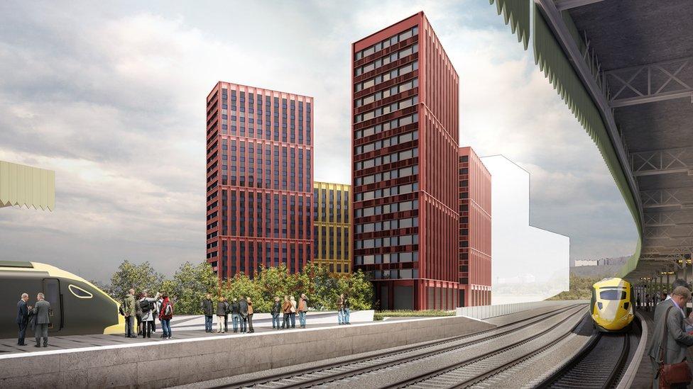 Artist's impression showing the proposed student flats next to Bristol Temple Meads