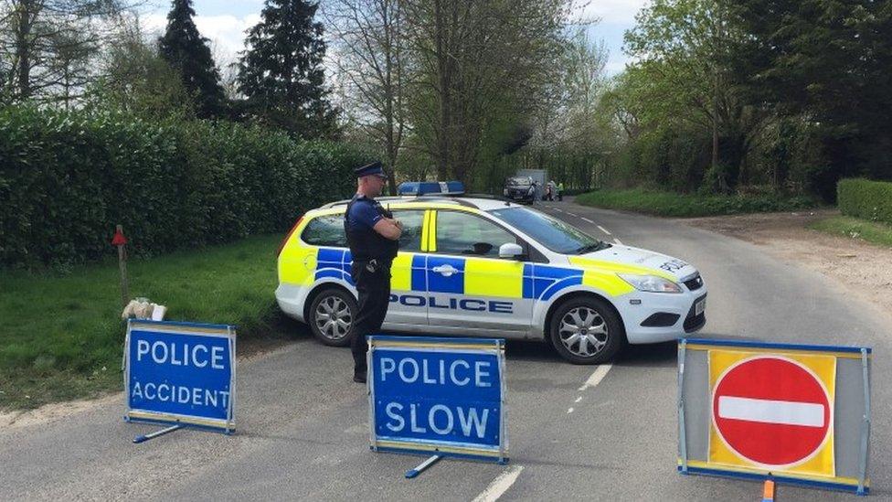 Police at the scene in Pulham Market, Norfolk,