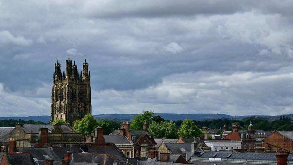 Wrexham skyline, with church