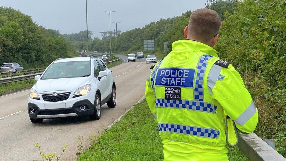 A speed detection officer on the A380