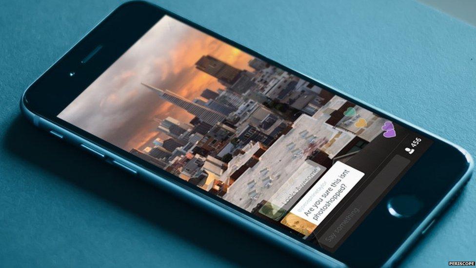 A phone with Periscope open on it