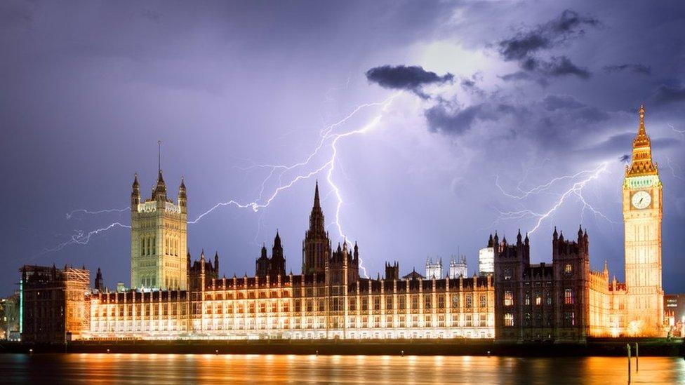 The Houses of Parliament during a thunderstorm