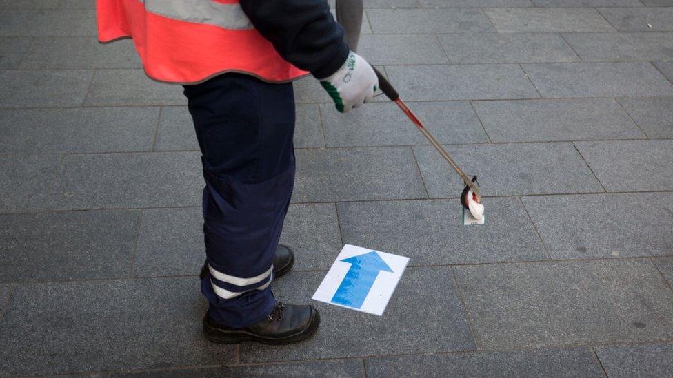 A street cleaner in Leicester Square